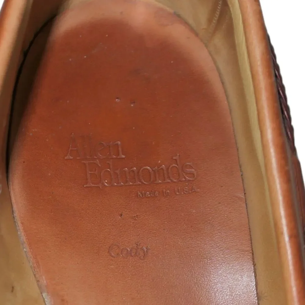 Allen Edmonds Cody Kiltie Tassel Loafers Mens 10E Brown Leather Woven Shoes
